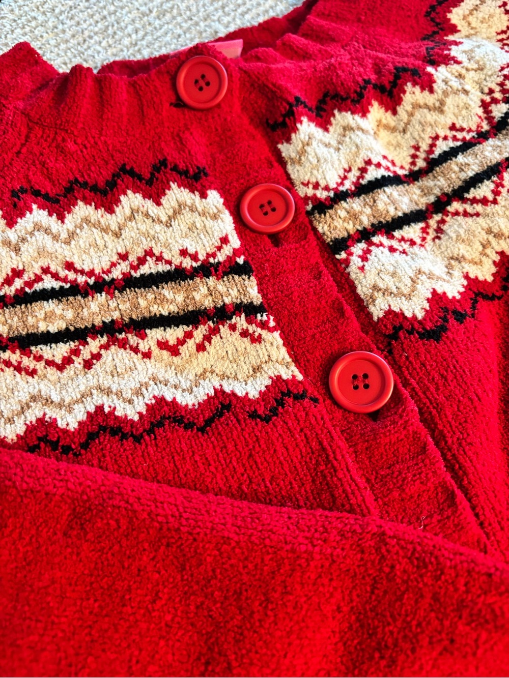 Vintage Pappagallo Chenille Fairisle Cardigan Size S